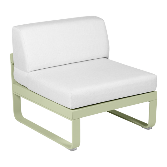 Fermob Bellevie 1-Seater Central Module – Willow Green frame with Off-White fabric cushions