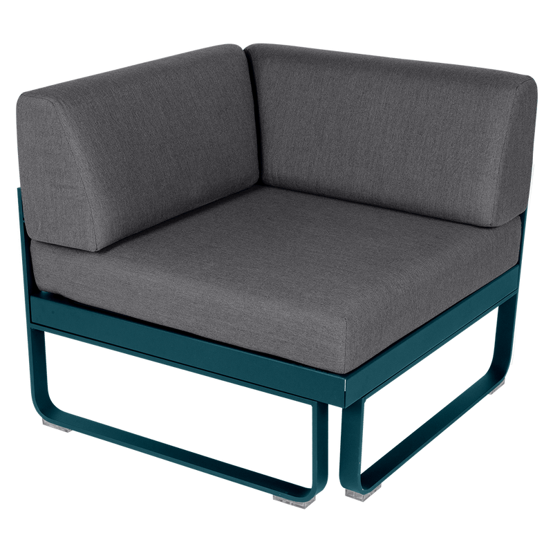 Load image into Gallery viewer, Fermob Bellevie 1-Seater Corner Module – Acapulco Blue frame with Graphite Grey fabric cushions
