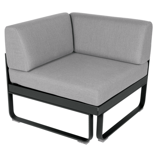 Fermob Bellevie 1-Seater Corner Module – Anthracite frame with Flannel Grey fabric cushions