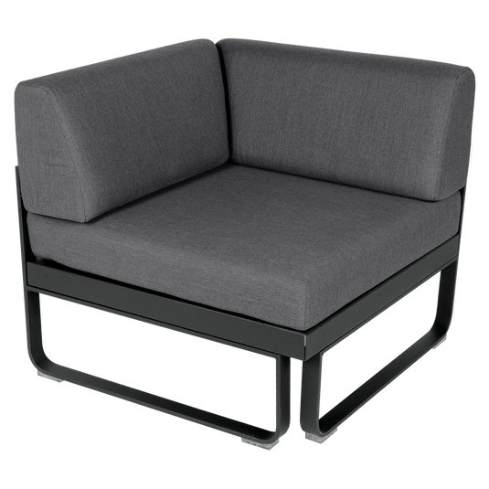 Fermob Bellevie 1-Seater Corner Module – Anthracite frame with Graphite Grey fabric cushions