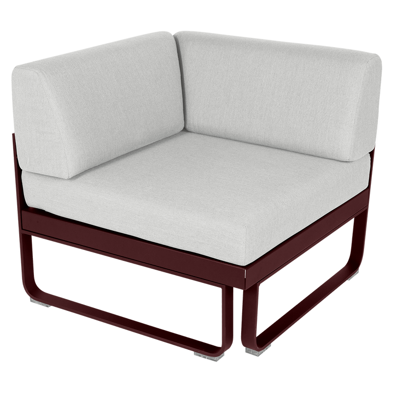 Load image into Gallery viewer, Fermob Bellevie 1-Seater Corner Module – Black Cherry frame with Off-White fabric cushions
