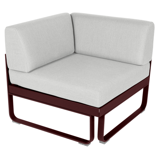 Fermob Bellevie 1-Seater Corner Module – Black Cherry frame with Off-White fabric cushions