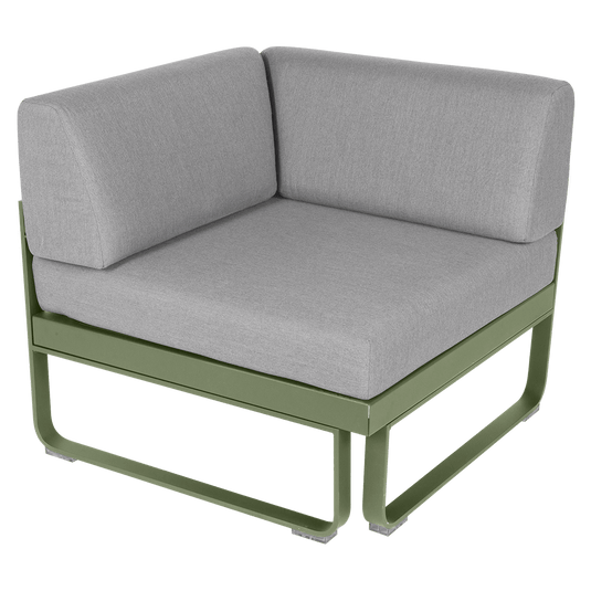 Fermob Bellevie 1-Seater Corner Module – Cactus frame with Flannel Grey fabric cushions