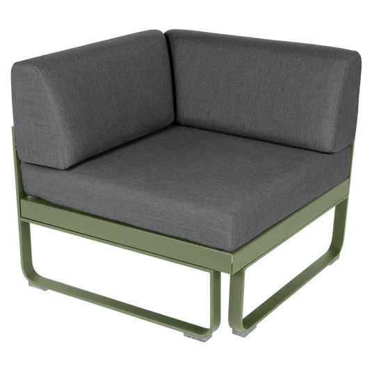 Fermob Bellevie 1-Seater Corner Module – Cactus frame with Graphite Grey fabric cushions