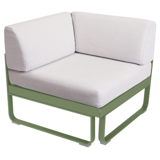 Fermob Bellevie 1-Seater Corner Module – Cactus frame with Pearl fabric cushions