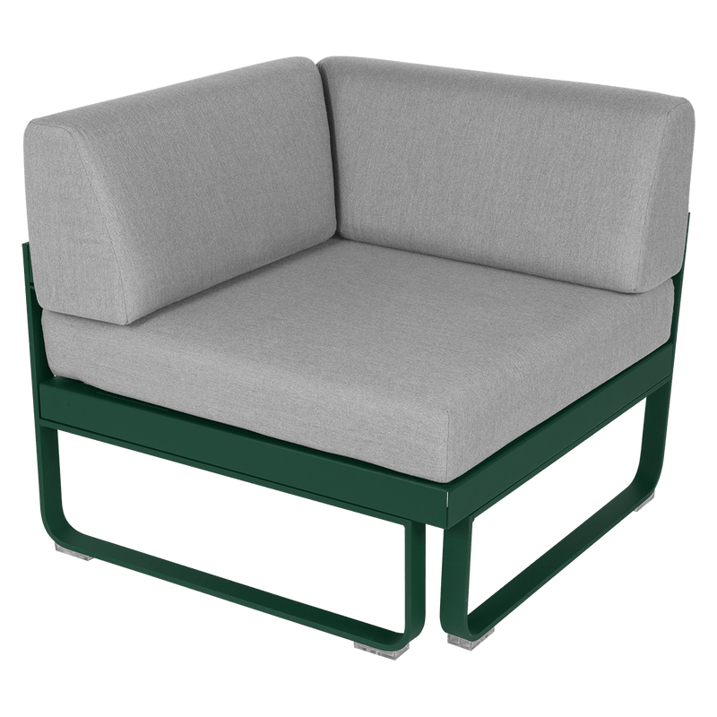 Load image into Gallery viewer, Fermob Bellevie 1-Seater Corner Module – Cedar Green frame with Flannel Grey fabric cushions
