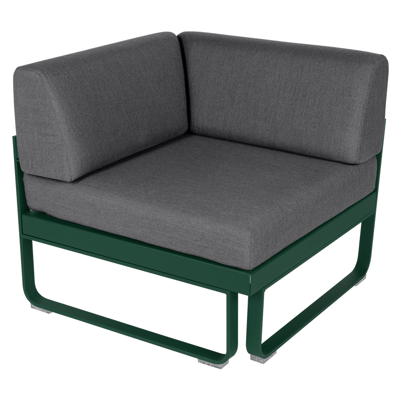 Load image into Gallery viewer, Fermob Bellevie 1-Seater Corner Module – Cedar Green frame with Graphite Grey fabric cushions
