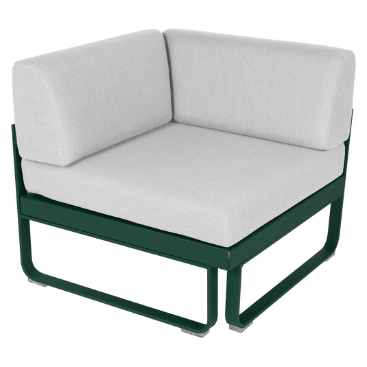 Fermob Bellevie 1-Seater Corner Module – Cedar Green frame with Off-White fabric cushions