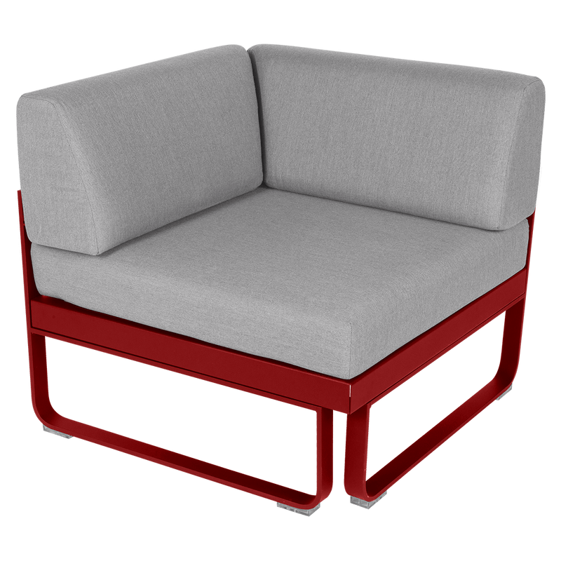 Load image into Gallery viewer, Fermob Bellevie 1-Seater Corner Module – Chilli frame with Flannel Grey fabric cushions
