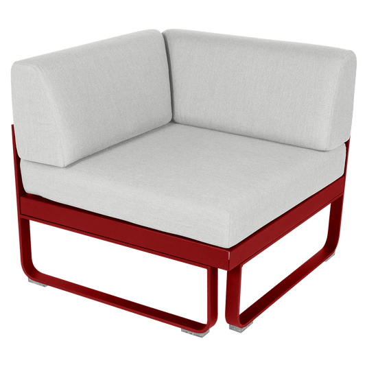 Fermob Bellevie 1-Seater Corner Module – Chilli frame with Off-White fabric cushions