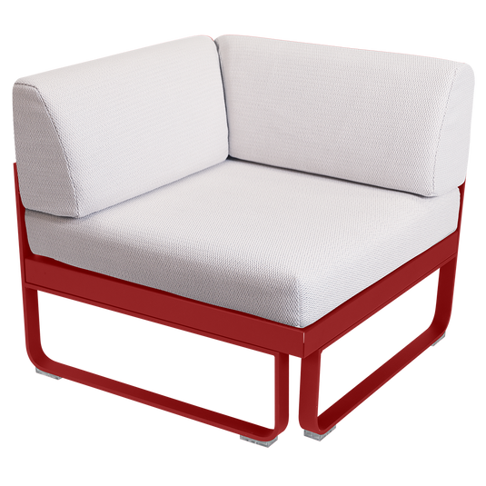 Fermob Bellevie 1-Seater Corner Module – Chilli frame with Pearl fabric cushions