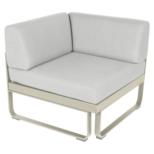 Fermob Bellevie 1-Seater Corner Module – Clay Grey frame with Off-White fabric cushions