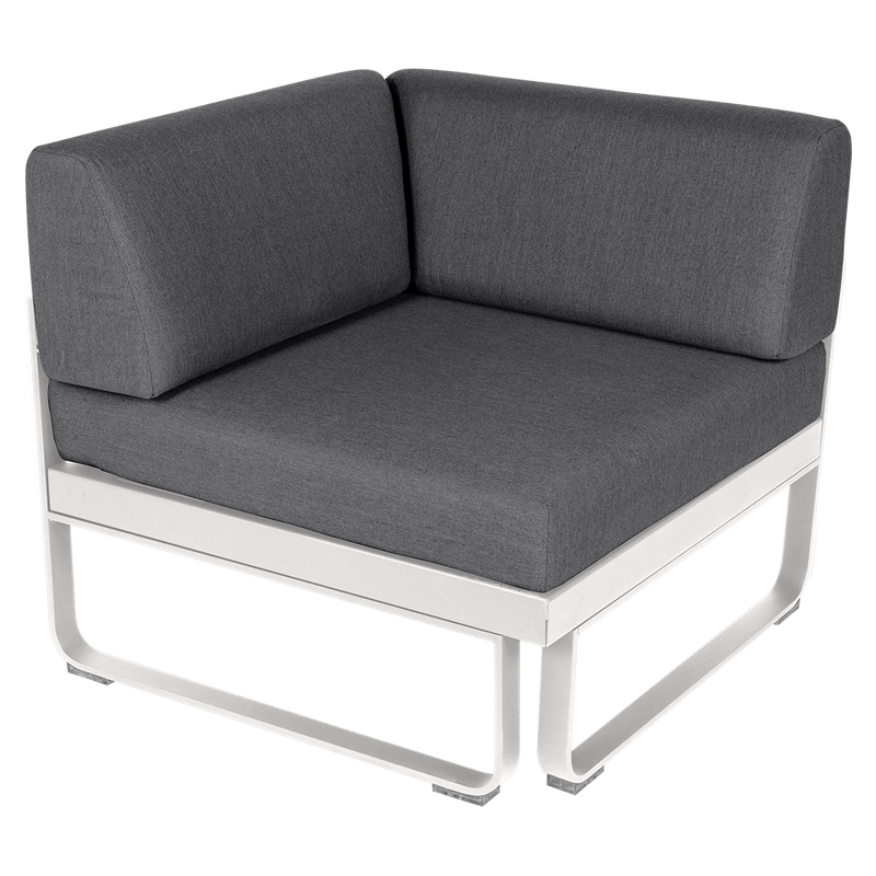 Load image into Gallery viewer, Fermob Bellevie 1-Seater Corner Module – Cotton White frame with Graphite Grey fabric cushions
