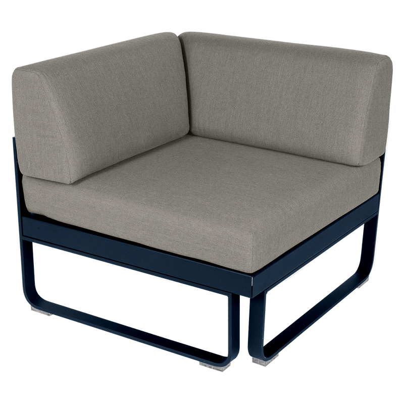 Load image into Gallery viewer, Fermob Bellevie 1-Seater Corner Module – Deep Blue frame with Grey Taupe fabric cushions
