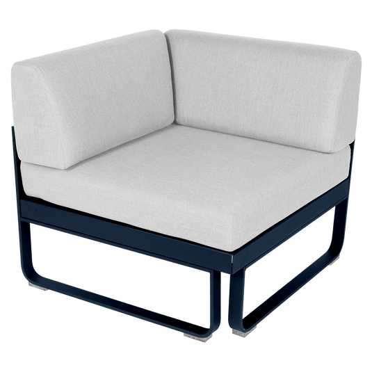 Fermob Bellevie 1-Seater Corner Module – Deep Blue frame with Off-White fabric cushions