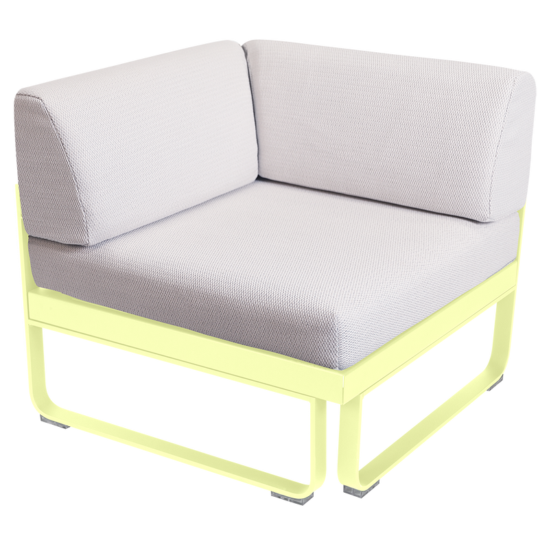 Load image into Gallery viewer, Fermob Bellevie 1-Seater Corner Module – Frosted Lemon frame with Pearl fabric cushions
