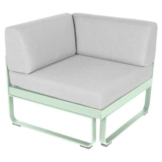 Fermob Bellevie 1-Seater Corner Module – Ice Mint frame with Off-White fabric cushions