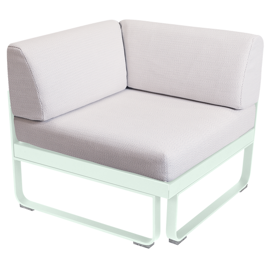 Fermob Bellevie 1-Seater Corner Module – Ice Mint frame with Pearl fabric cushions