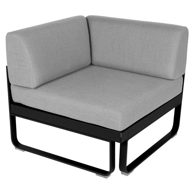 Load image into Gallery viewer, Fermob Bellevie 1-Seater Corner Module – Liquorice frame with Flannel Grey fabric cushions
