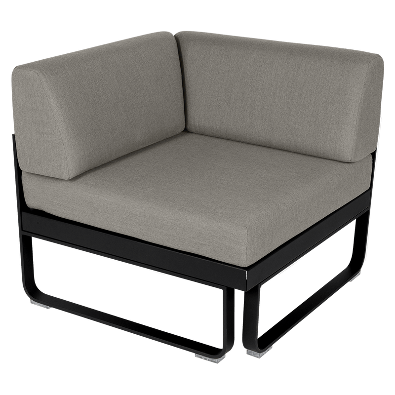 Load image into Gallery viewer, Fermob Bellevie 1-Seater Corner Module – Liquorice frame with Grey Taupe fabric cushions
