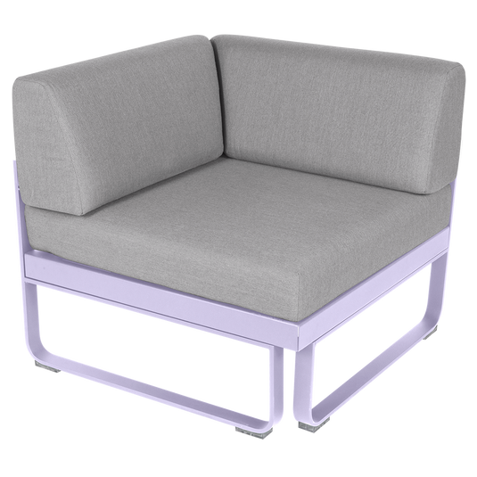 Fermob Bellevie 1-Seater Corner Module – Marshmallow frame with Flannel Grey fabric cushions