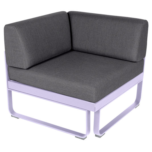 Fermob Bellevie 1-Seater Corner Module – Marshmallow frame with Graphite Grey fabric cushions