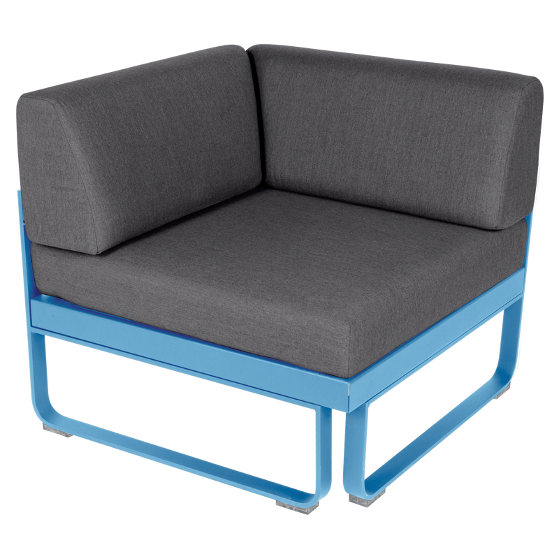 Load image into Gallery viewer, Fermob Bellevie 1-Seater Corner Module – Maya Blue frame with Graphite Grey fabric cushions

