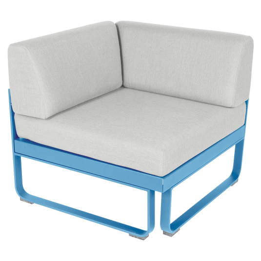 Fermob Bellevie 1-Seater Corner Module – Maya Blue frame with Off-White fabric cushions