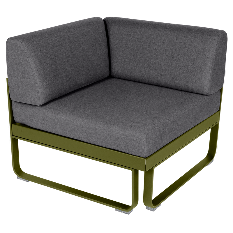Load image into Gallery viewer, Fermob Bellevie 1-Seater Corner Module – Pesto Green frame with Graphite Grey fabric cushions
