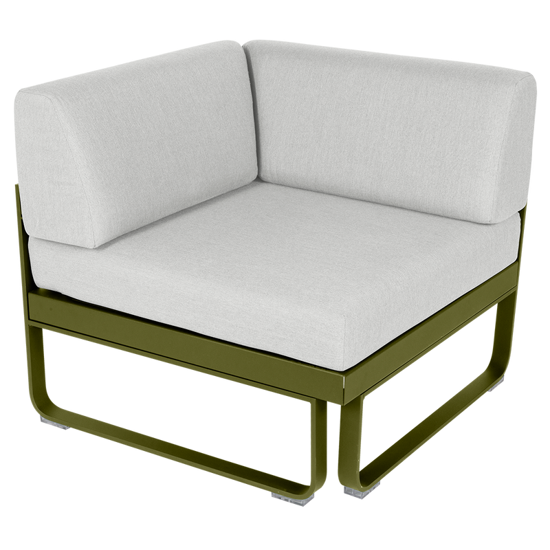 Load image into Gallery viewer, Fermob Bellevie 1-Seater Corner Module – Pesto Green frame with Off-White fabric cushions
