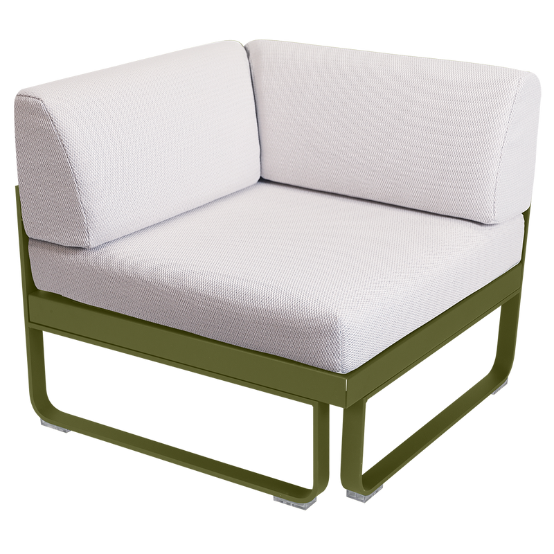 Load image into Gallery viewer, Fermob Bellevie 1-Seater Corner Module – Pesto Green frame with Pearl fabric cushions
