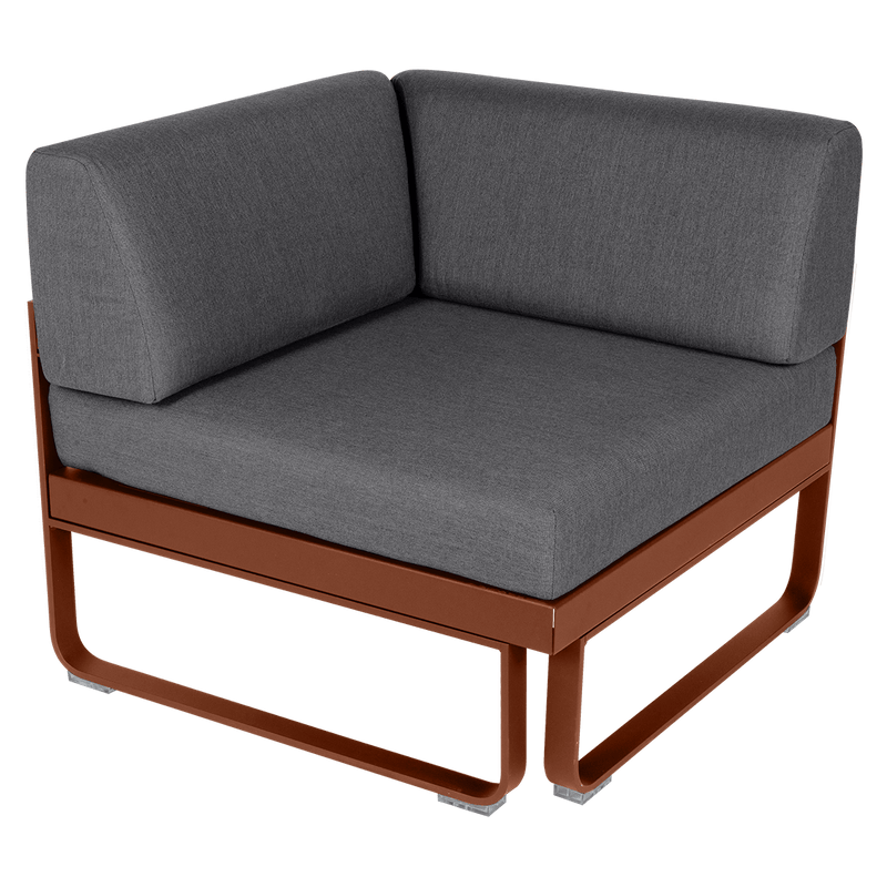 Load image into Gallery viewer, Fermob Bellevie 1-Seater Corner Module – Red Ochre frame with Graphite Grey fabric cushions
