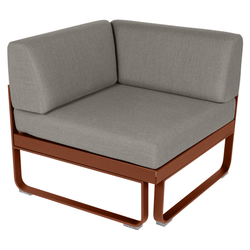 Load image into Gallery viewer, Fermob Bellevie 1-Seater Corner Module – Red Ochre frame with Grey Taupe fabric cushions
