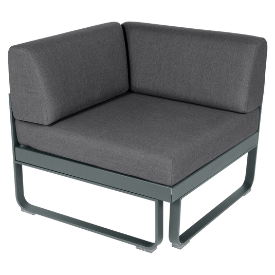 Fermob Bellevie 1-Seater Corner Module – Storm Grey frame with Graphite Grey fabric cushions