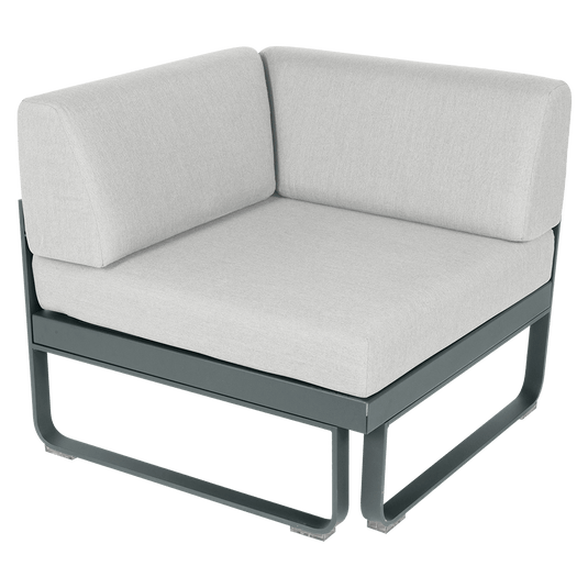 Fermob Bellevie 1-Seater Corner Module – Storm Grey frame with Off-White fabric cushions