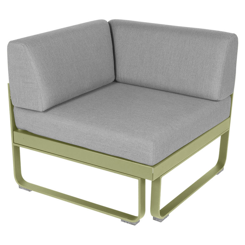 Load image into Gallery viewer, Fermob Bellevie 1-Seater Corner Module – Willow Green frame with Flannel Grey fabric cushions

