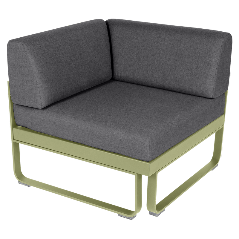 Load image into Gallery viewer, Fermob Bellevie 1-Seater Corner Module – Willow Green frame with Graphite Grey fabric cushions
