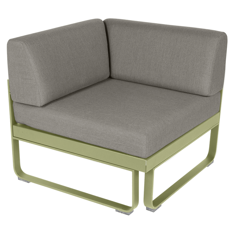 Load image into Gallery viewer, Fermob Bellevie 1-Seater Corner Module – Willow Green frame with Grey Taupe fabric cushions
