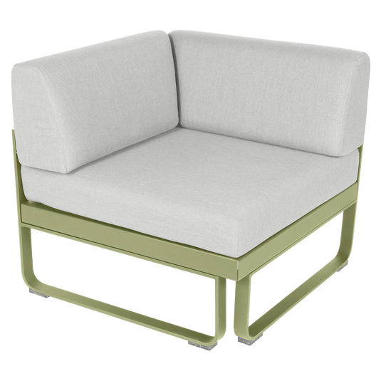 Fermob Bellevie 1-Seater Corner Module – Willow Green frame with Off-White fabric cushions