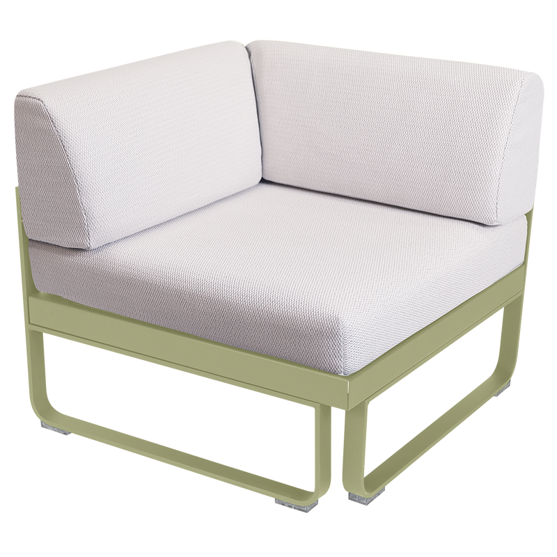 Load image into Gallery viewer, Fermob Bellevie 1-Seater Corner Module – Willow Green frame with Pearl fabric cushions
