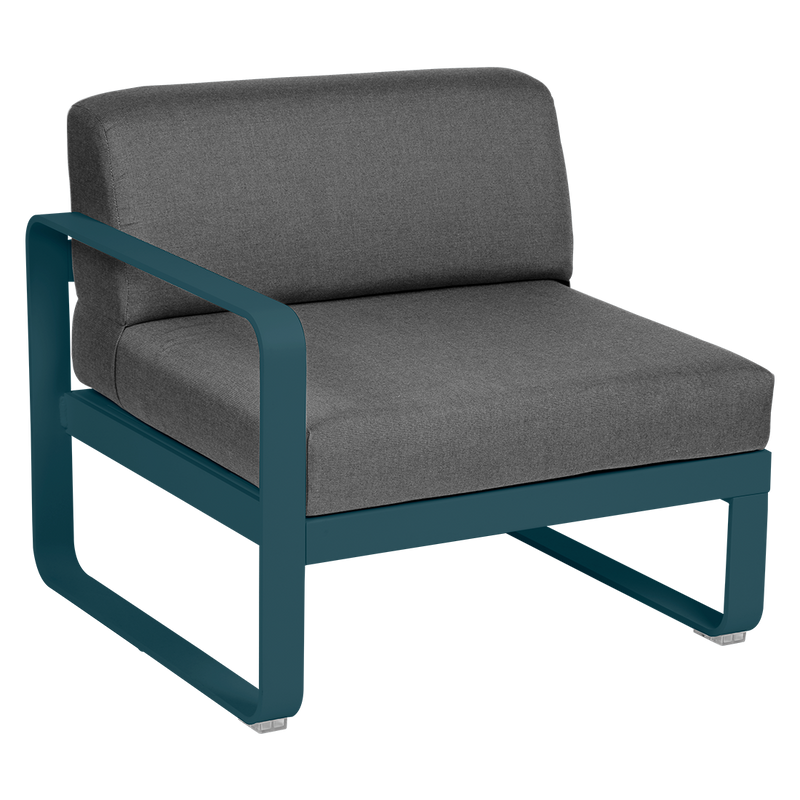 Load image into Gallery viewer, Fermob Bellevie 1-Seater Left Module – Acapulco Blue frame with Graphite Grey fabric cushions
