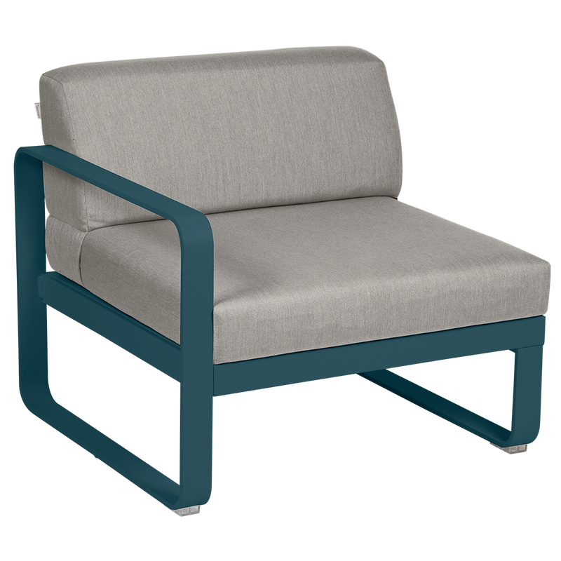 Load image into Gallery viewer, Fermob Bellevie 1-Seater Left Module – Acapulco Blue frame with Grey Taupe fabric cushions
