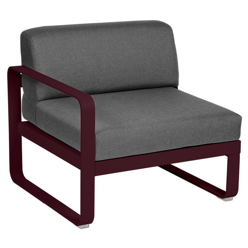 Load image into Gallery viewer, Fermob Bellevie 1-Seater Left Module – Black Cherry frame with Graphite Grey fabric cushions
