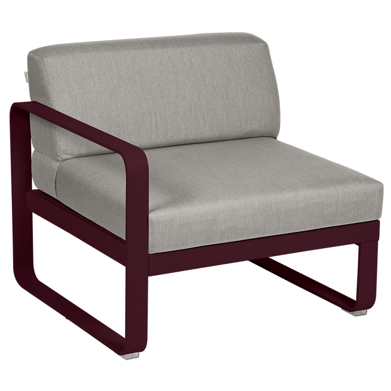 Load image into Gallery viewer, Fermob Bellevie 1-Seater Left Module – Black Cherry frame with Grey Taupe fabric cushions
