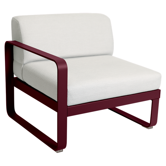 Fermob Bellevie 1-Seater Left Module – Black Cherry frame with Pearl fabric cushions