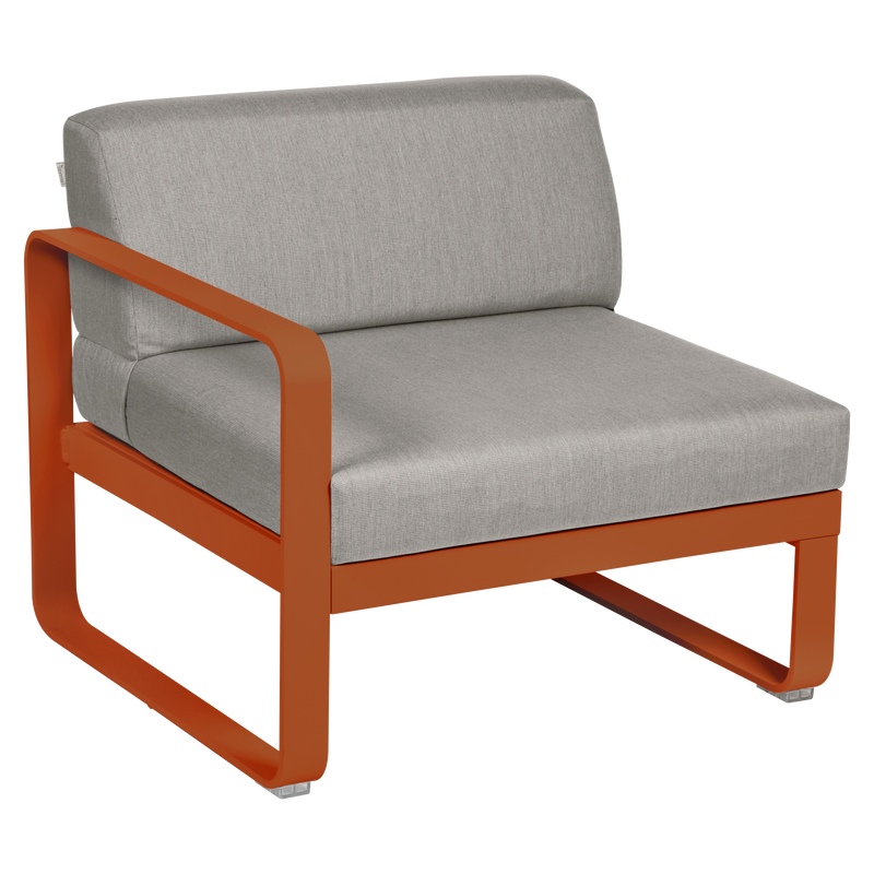 Load image into Gallery viewer, Fermob Bellevie 1-Seater Left Module – Candied Orange frame with Grey Taupe fabric cushions
