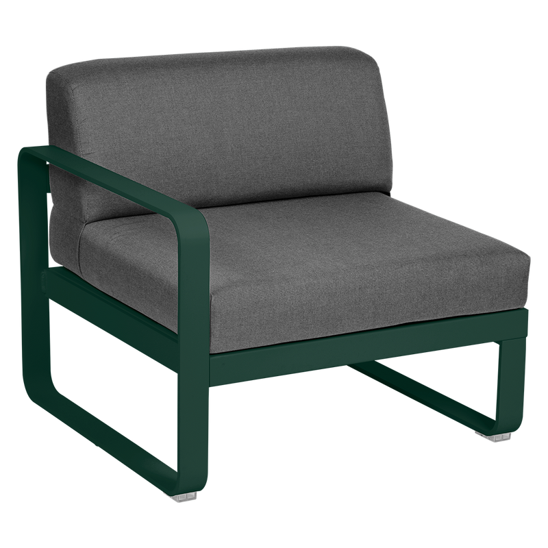Load image into Gallery viewer, Fermob Bellevie 1-Seater Left Module – Cedar Green frame with Graphite Grey fabric cushions
