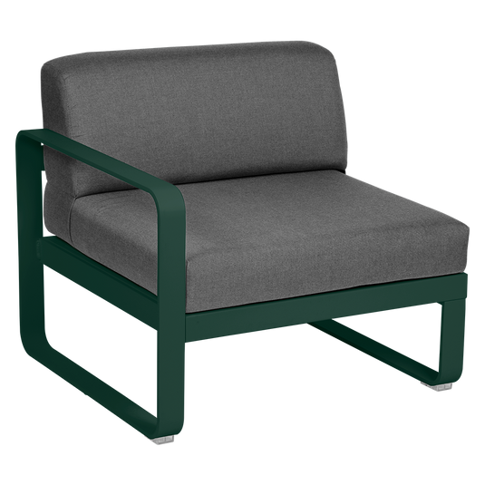 Fermob Bellevie 1-Seater Left Module – Cedar Green frame with Graphite Grey fabric cushions