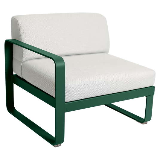 Fermob Bellevie 1-Seater Left Module – Cedar Green frame with Pearl fabric cushions
