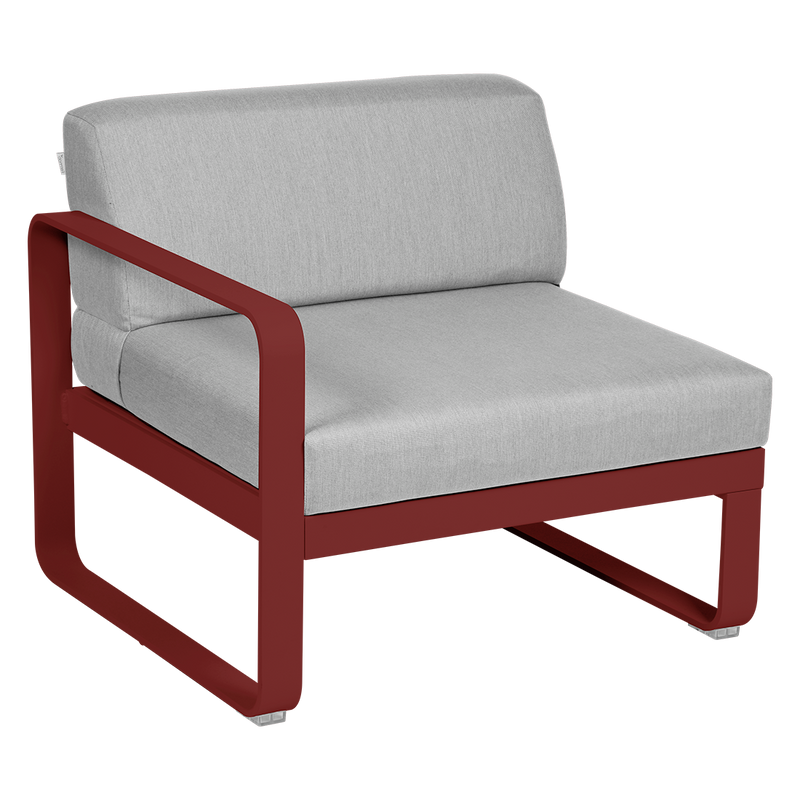 Load image into Gallery viewer, Fermob Bellevie 1-Seater Left Module – Chilli frame with Flannel Grey fabric cushions

